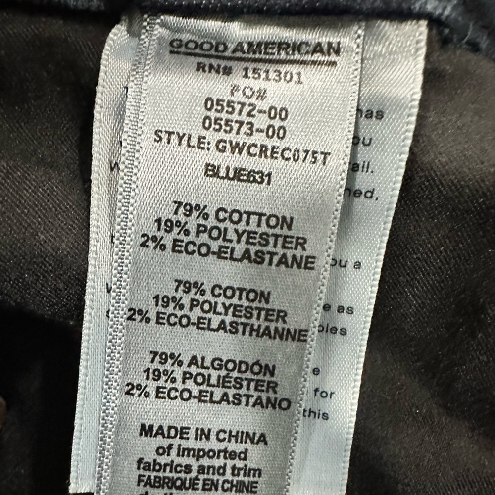 Good American Dark Blue Straight Leg Jeans - Size 10 - Picture 6 of 7
